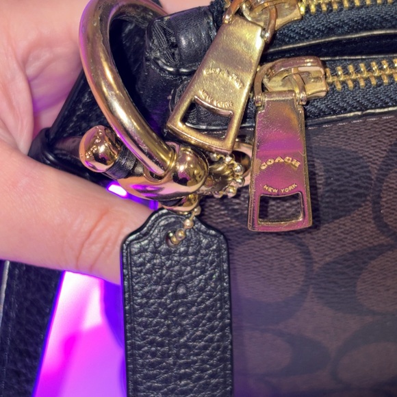 Coach Mia Crossbody Signature Canvas Brown Black Gold F76646 EUC - Picture 9 of 13